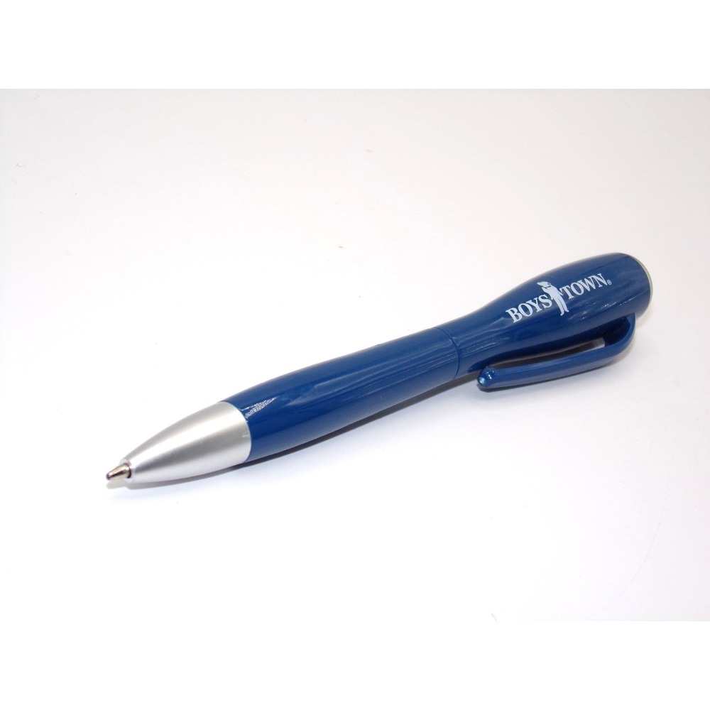 Boys Town Blue Silver Ballpoint Pen and Flashlight, Retractable Point, 5"